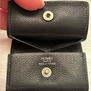 Hermes Black Leather Coin Pouch
